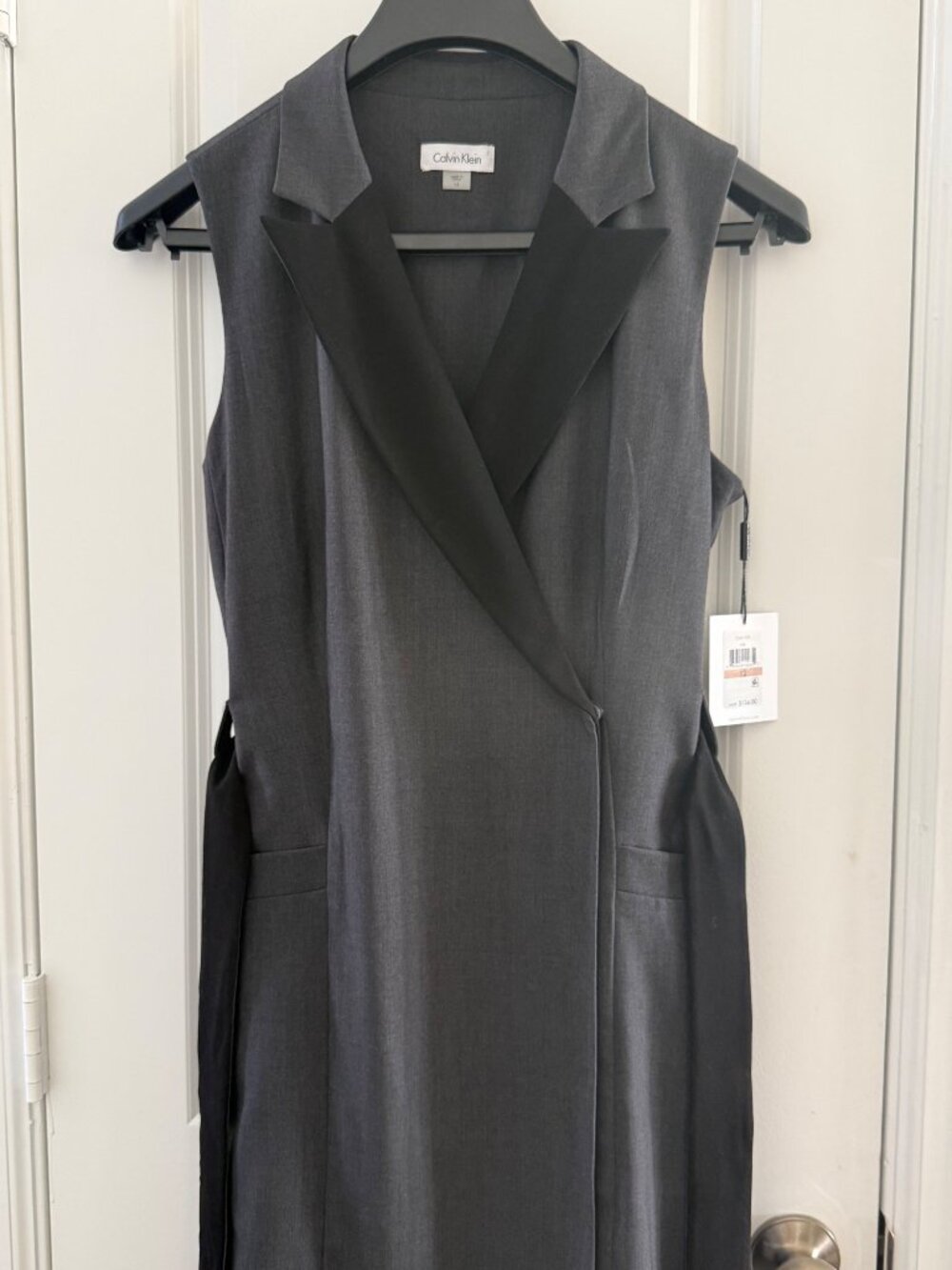 Calvin Klein Womens Sleeveless Charcoal Gray Blazer Dress Size 12 With Tags - Picture 7 of 9
